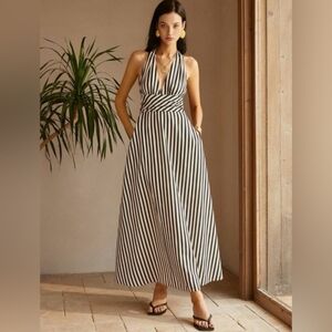 Commense Black and White Backless Maxi Dress
